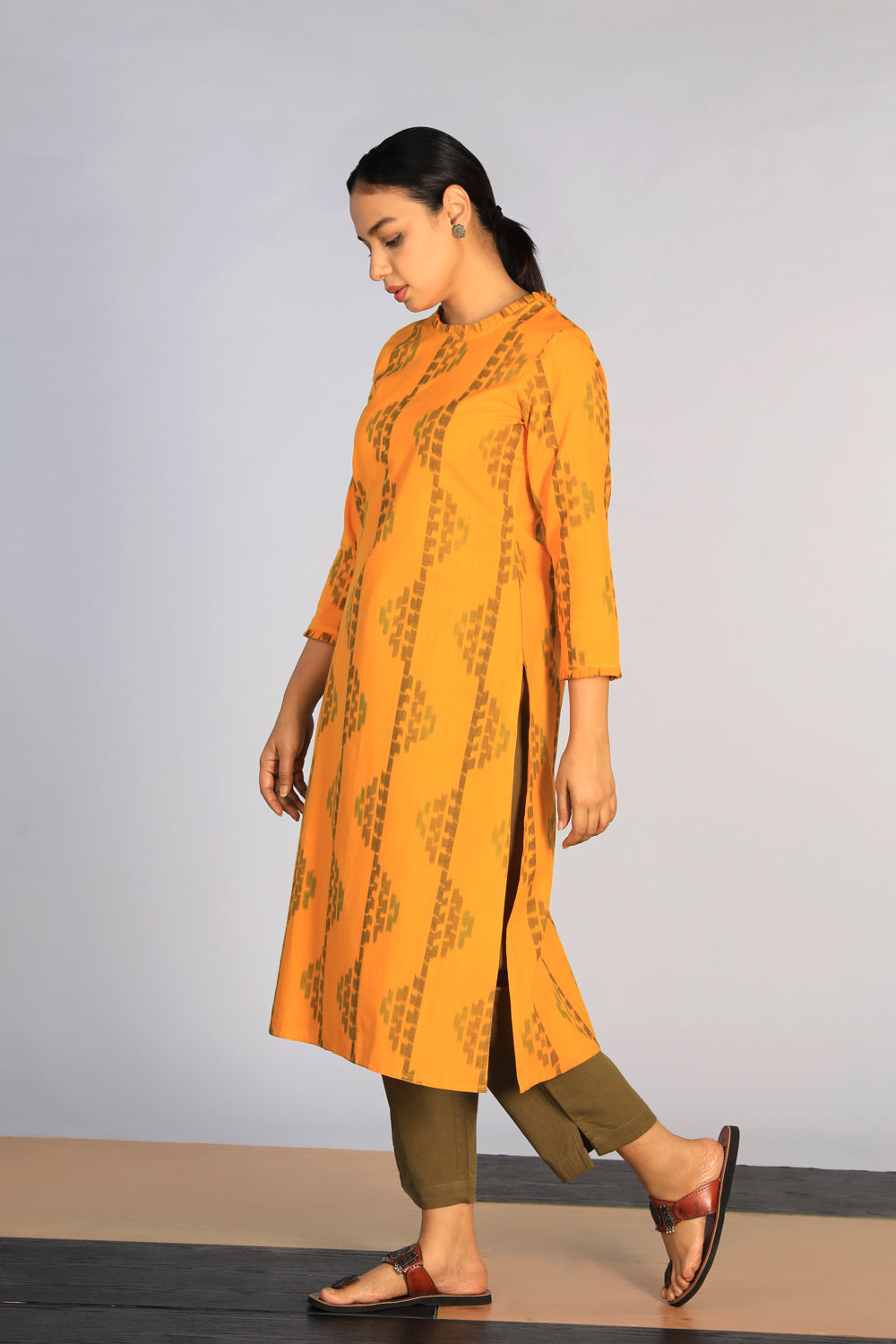 Collection of Cotton Pochampally Ikat kurti in a gallery layout