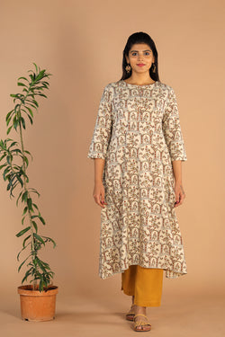 Collection of Ajrakh A -line kurti in a gallery layout