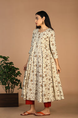 Collection of cotton ajrakh anarkali in a gallery layout