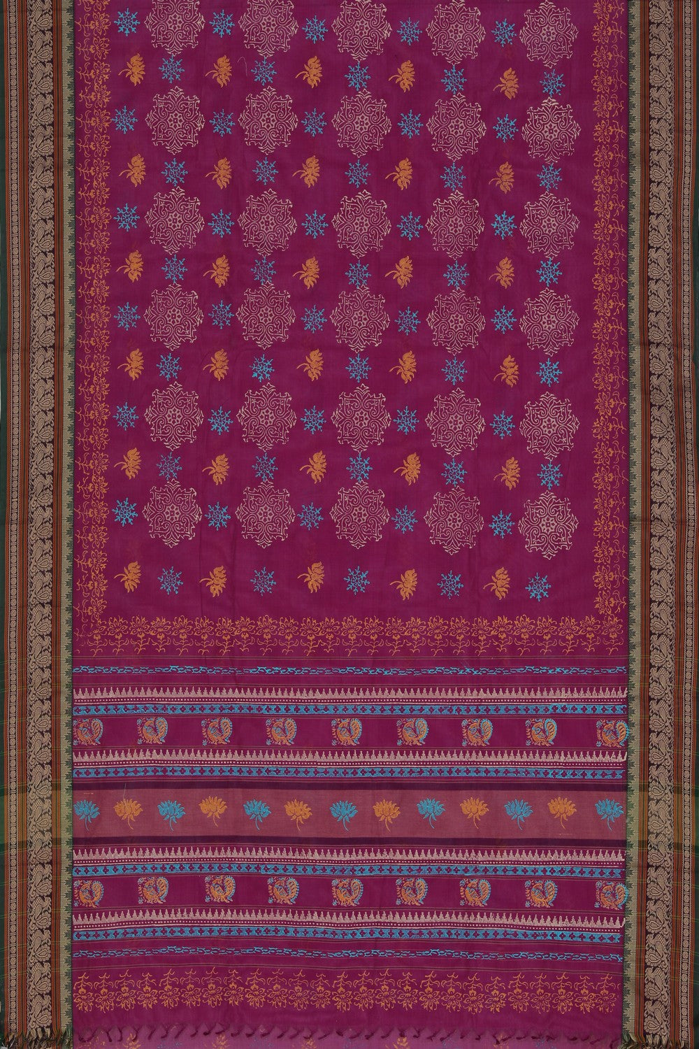 Image of Hand block printed cotton saree