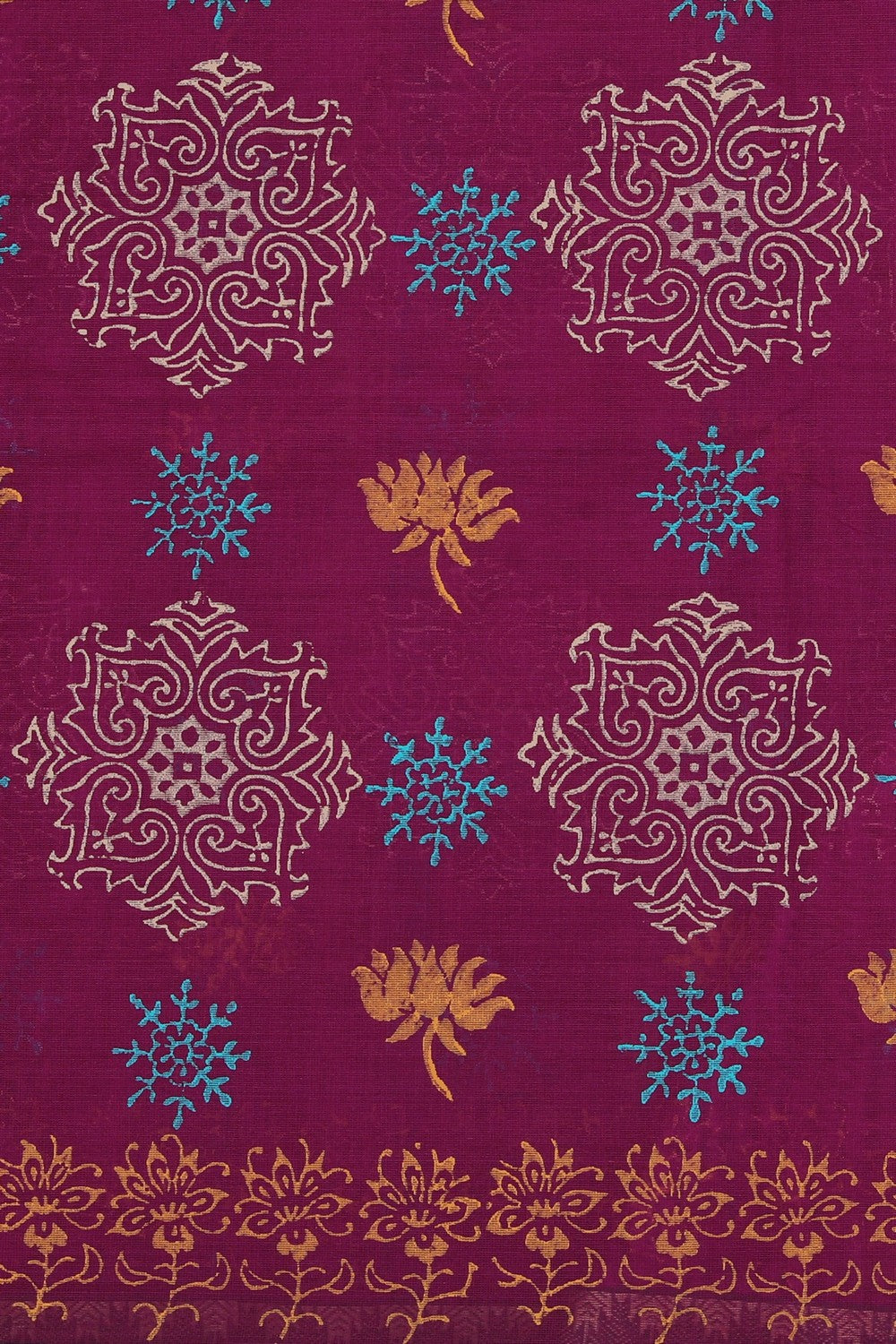 Image of Hand block printed cotton saree