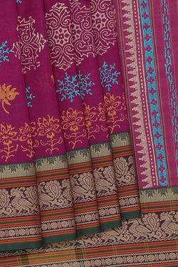 Collection of Hand block printed cotton saree in a gallery layout