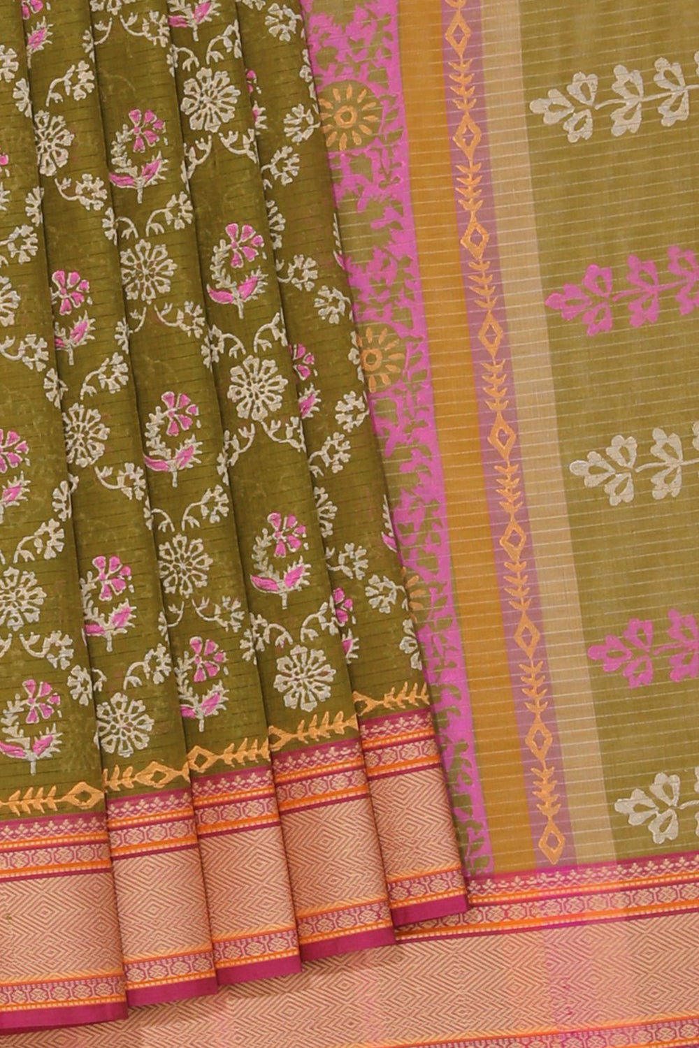 Collection of Hand block printed cotton saree in a gallery layout