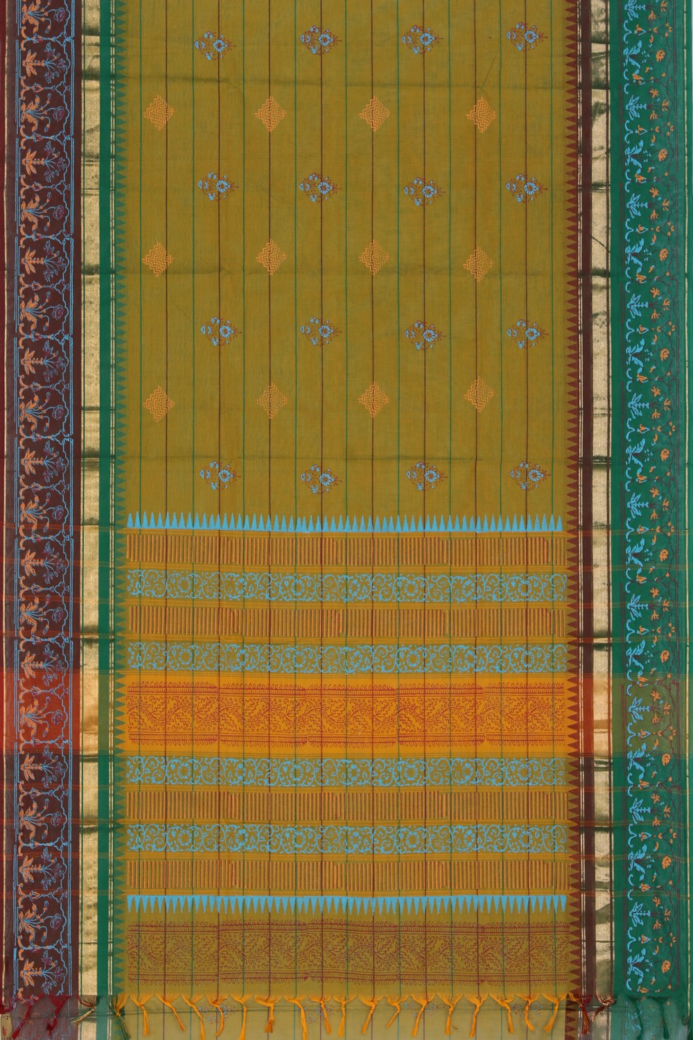 Image of Hand block printed cotton saree