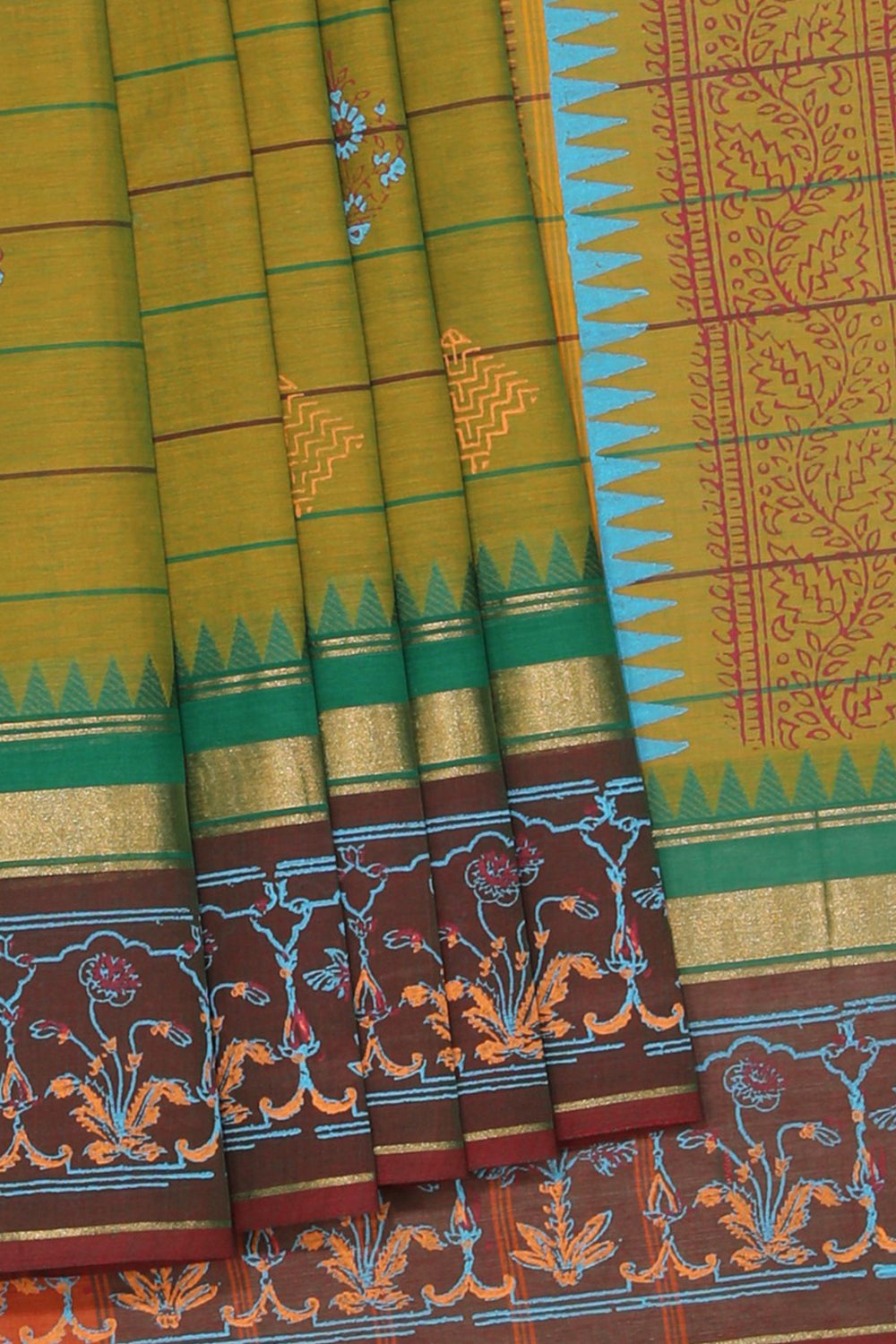 Collection of Hand block printed cotton saree in a gallery layout