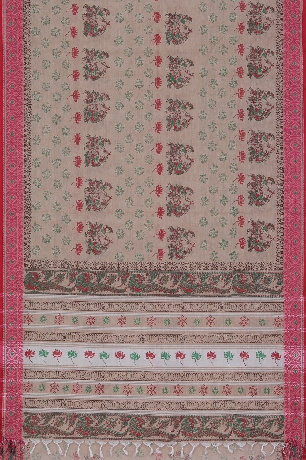 Hand block printed cotton saree