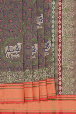 Image of Hand block printed cotton saree