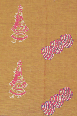 Image of Hand block printed cotton saree