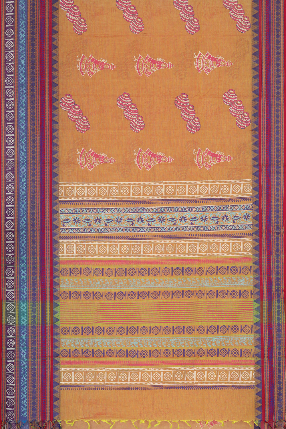 Hand block printed cotton saree