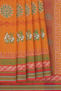 Image of Hand block printed cotton saree