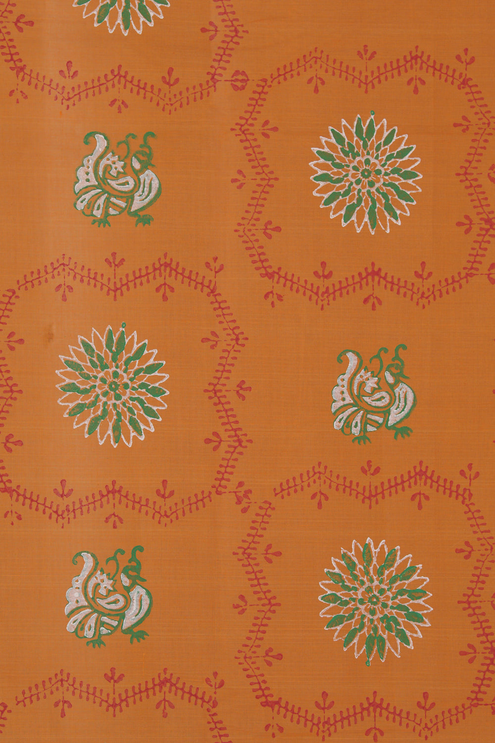 Hand block printed cotton saree