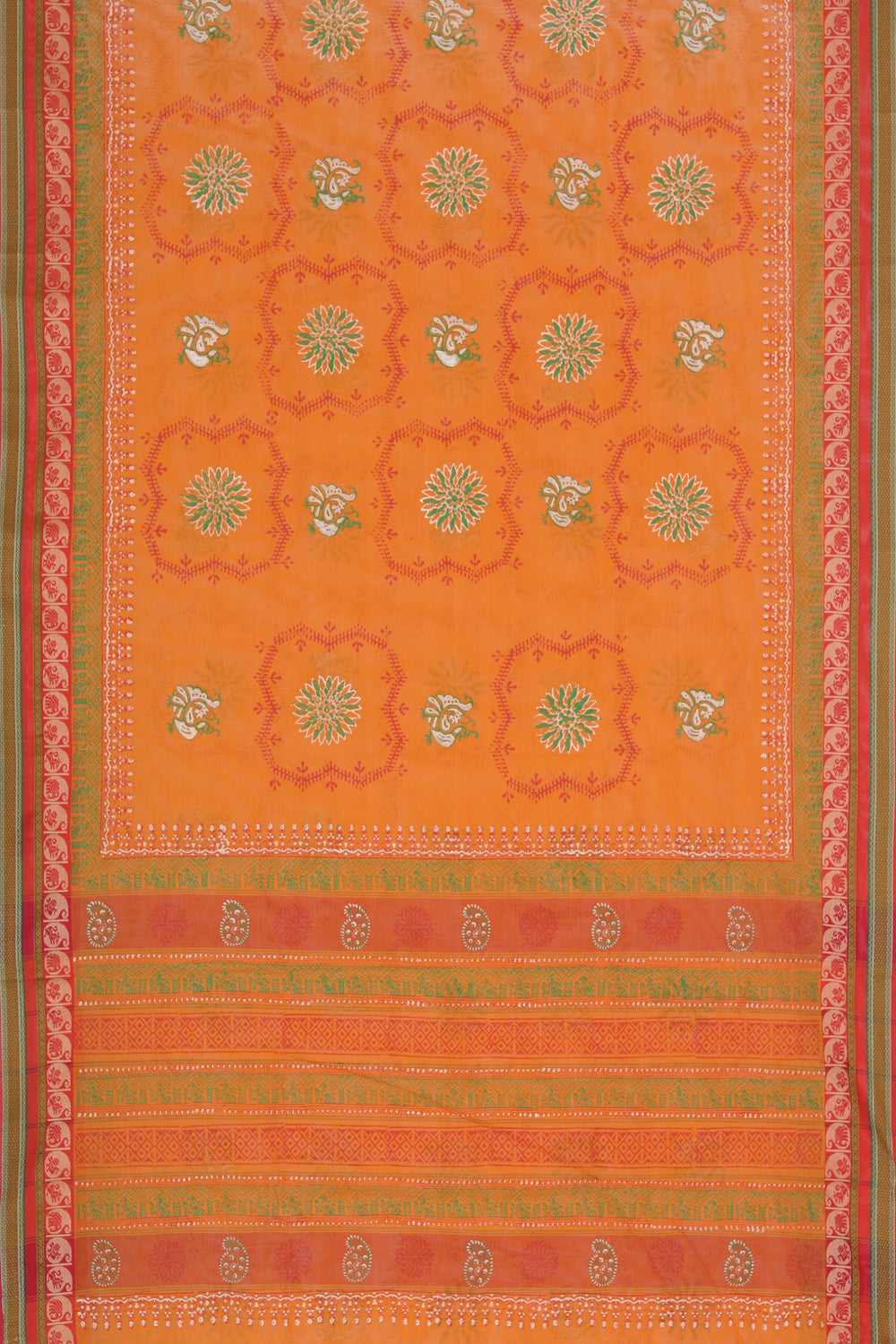 Image of Hand Block Printed South Cotton Saree