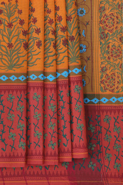 Image of Hand block printed cotton saree