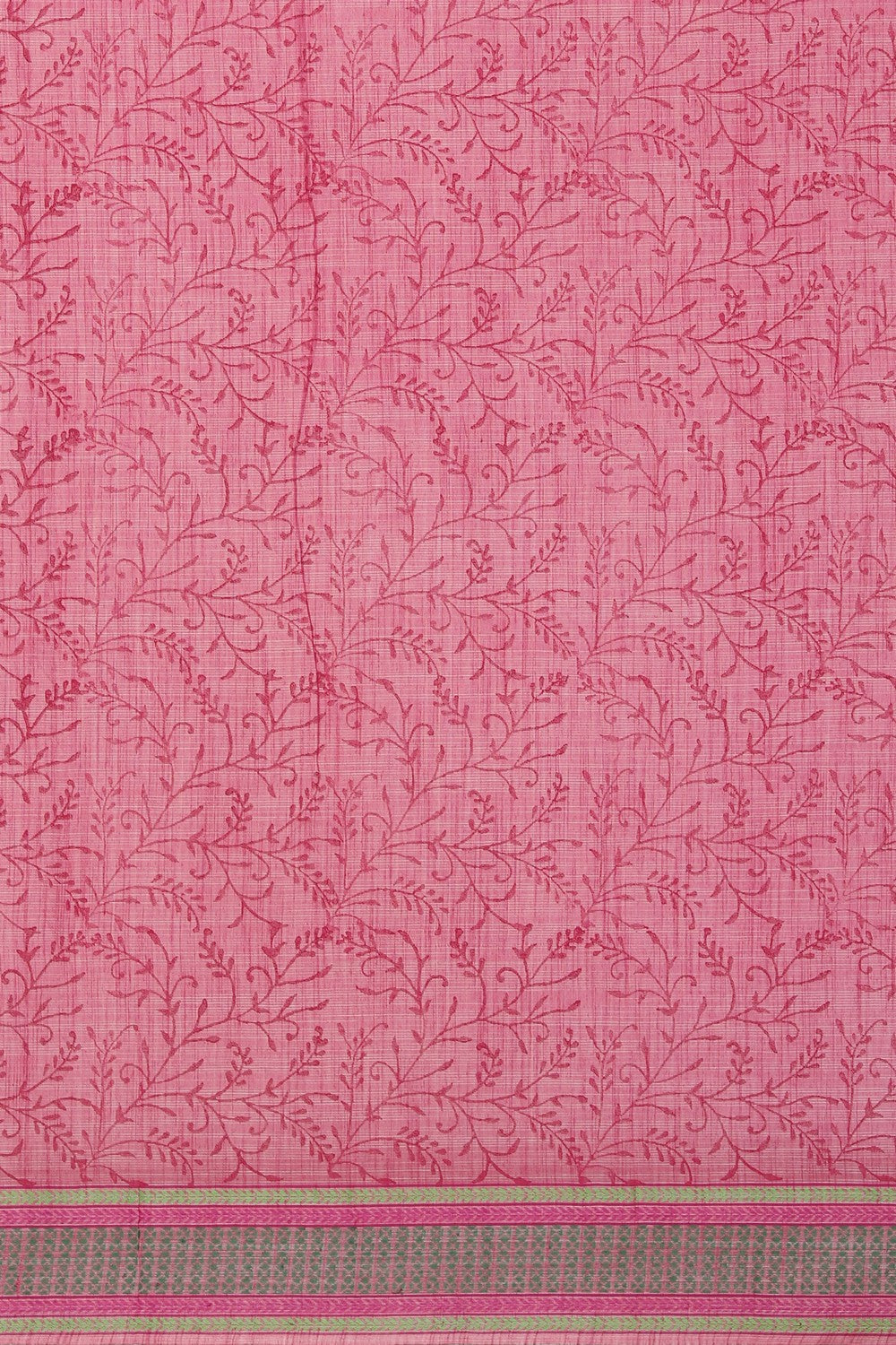 Pink floral hand block printed saree