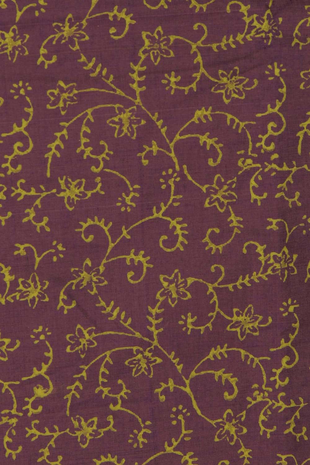 Violet hand block printed south cotton saree