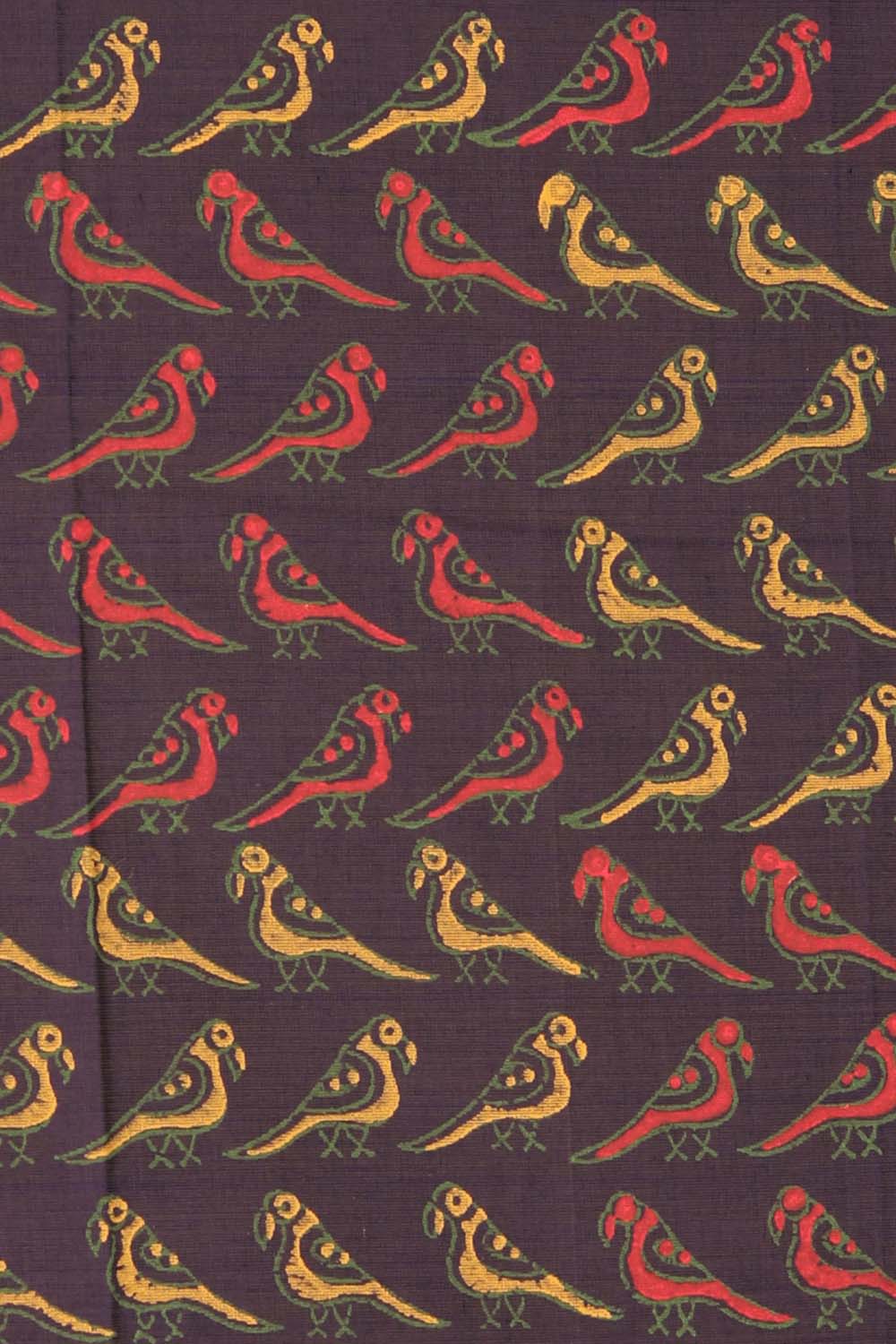 Image of Purplish Blue Hand Block Printed Cotton Saree