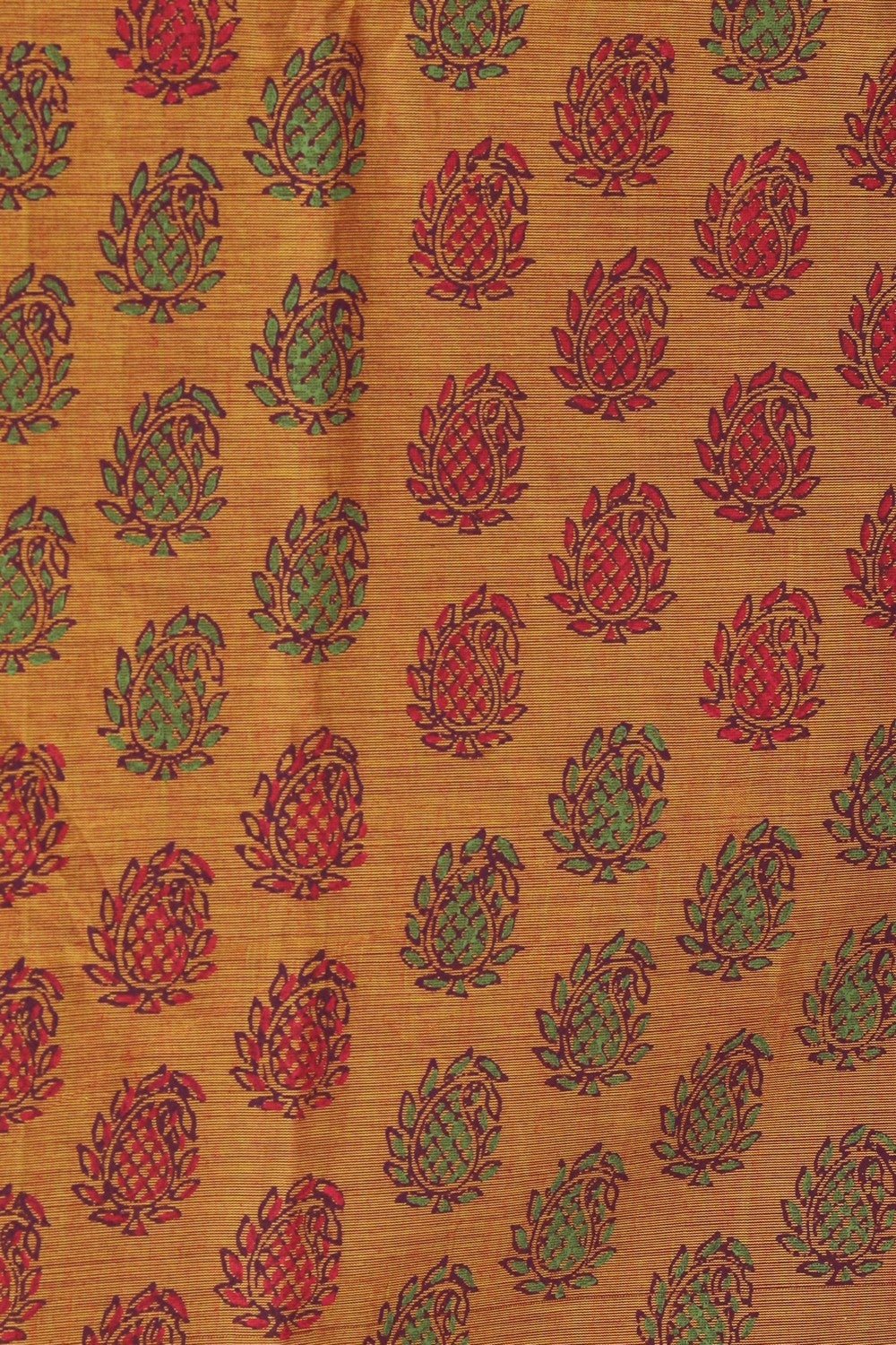 Orange buta handblock printed saree.