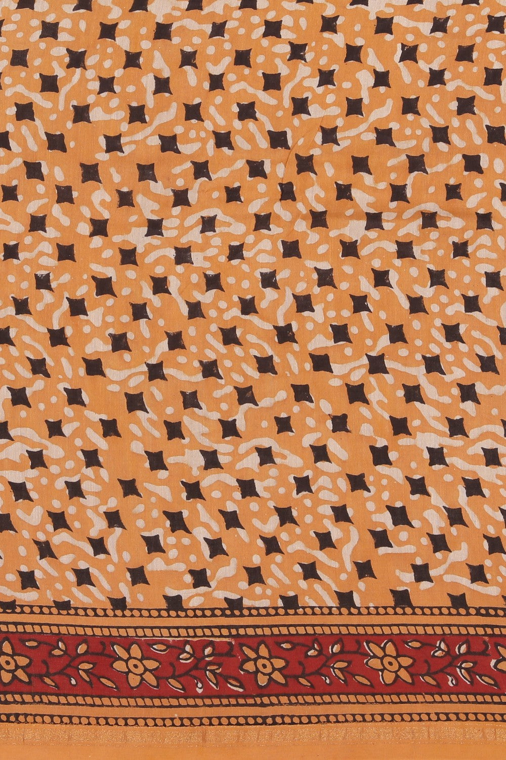 Image of Rust Orange Bagru Chanderi saree