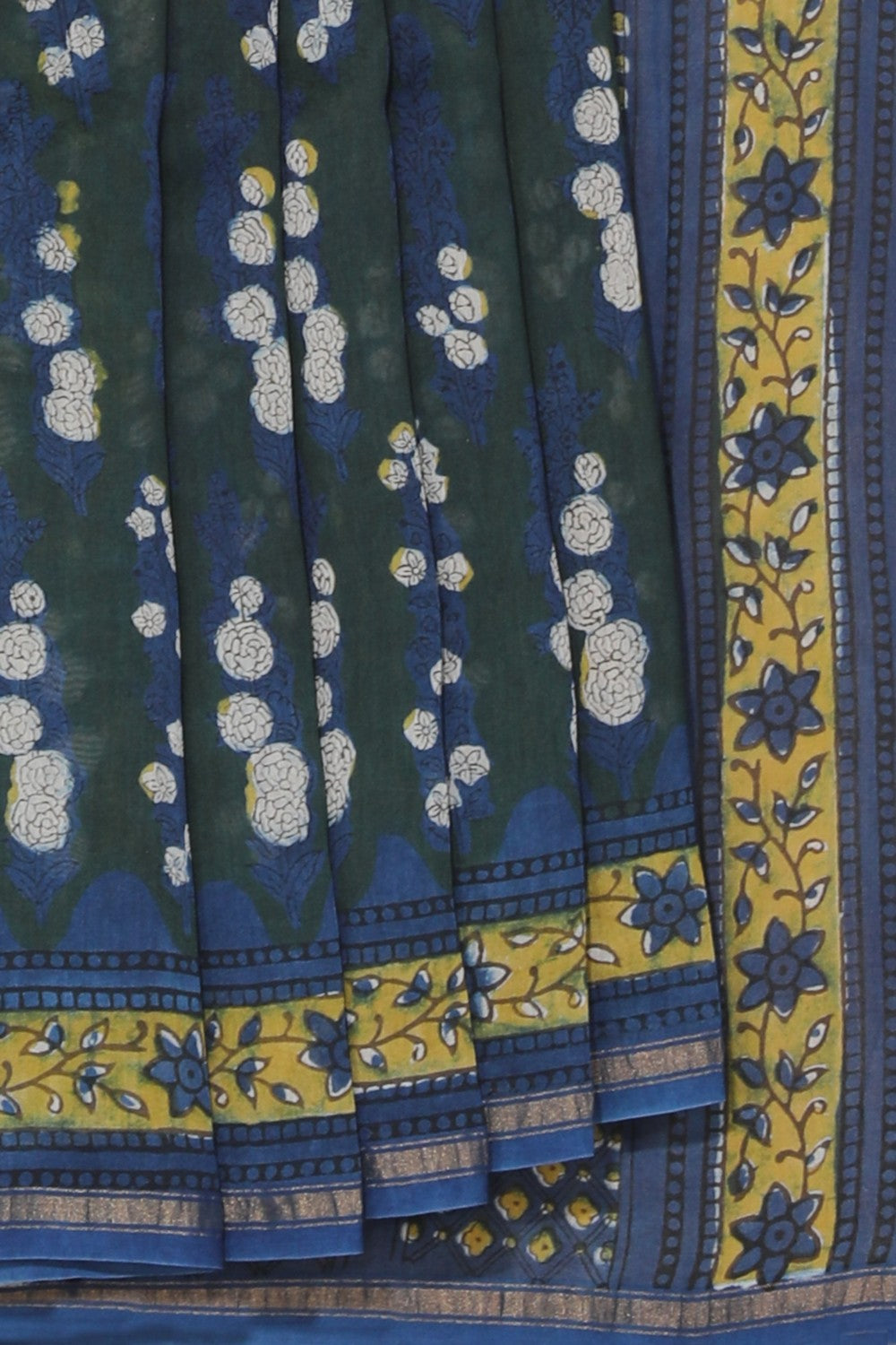 Image of Green Bagru Chanderi saree