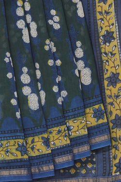 Collection of Bagru Chanderi saree in a gallery layout