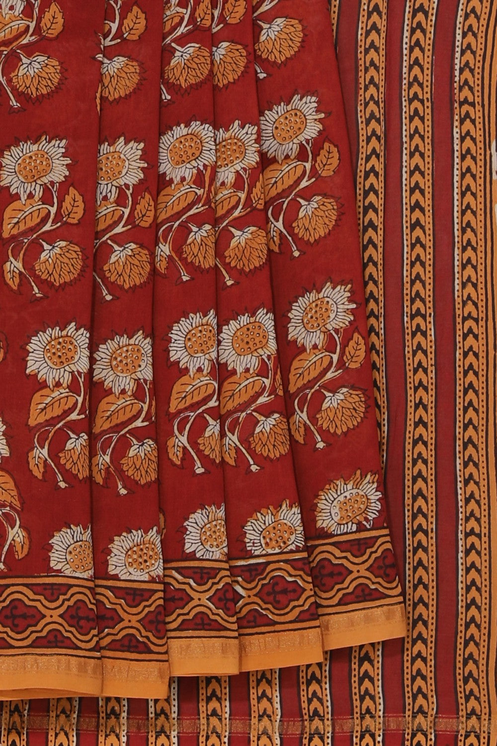 Collection of Bagru Chanderi saree in a gallery layout