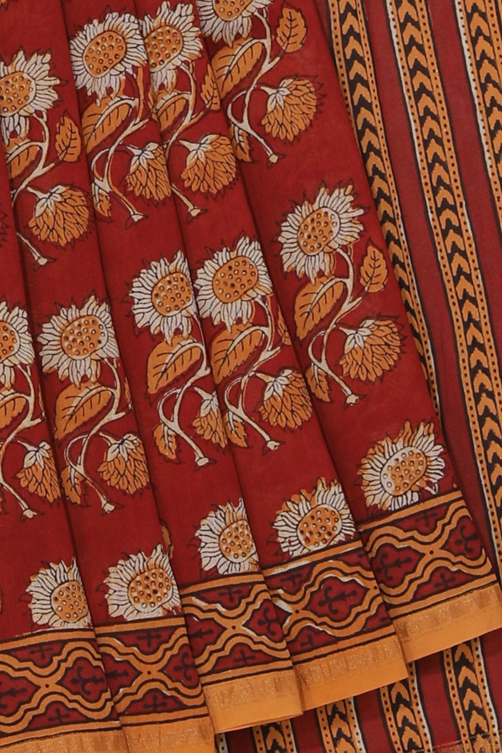 Collection of Bagru Chanderi saree in a gallery layout