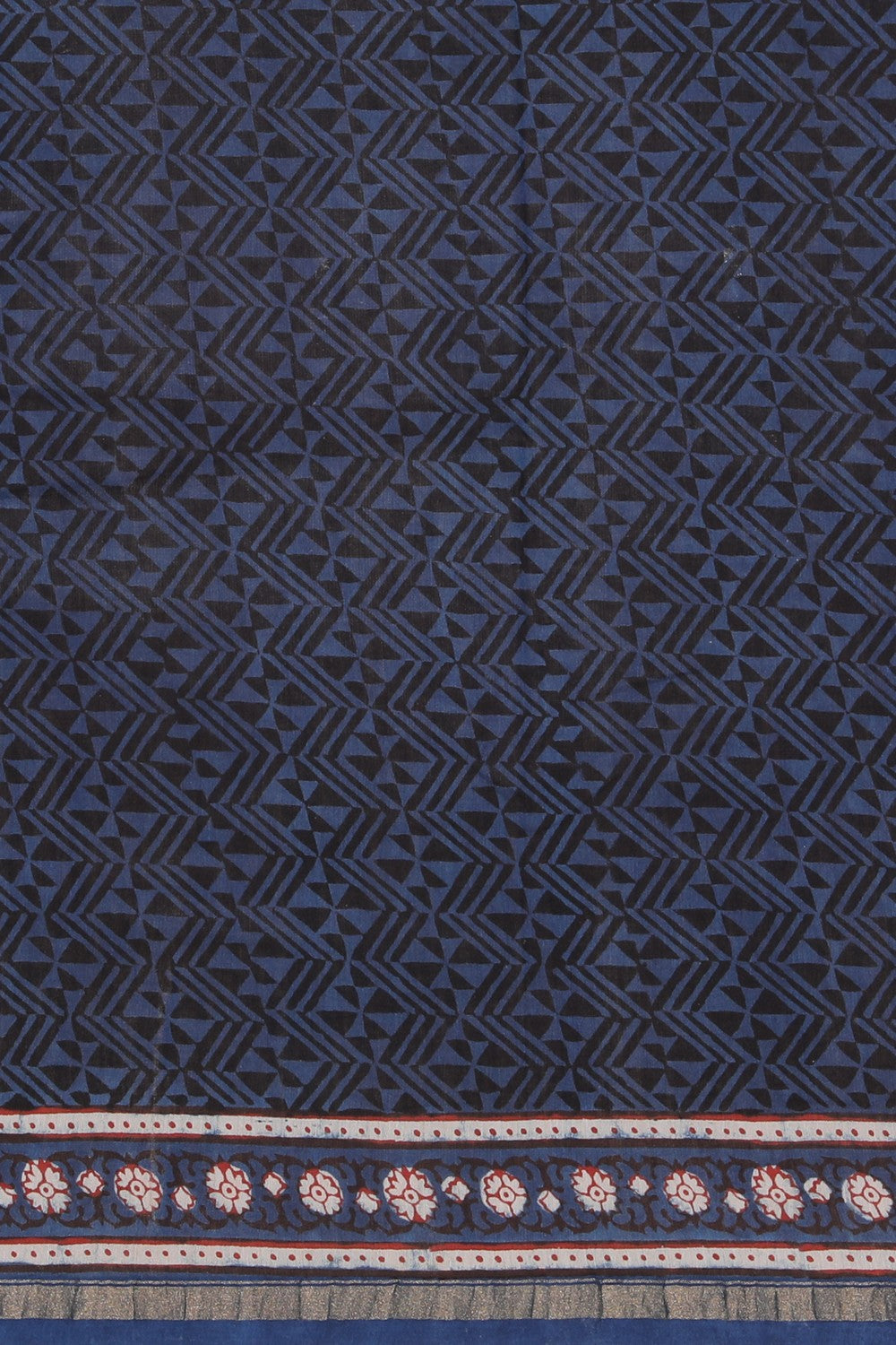 Image of Brownish Black Floral Bagru Chanderi saree