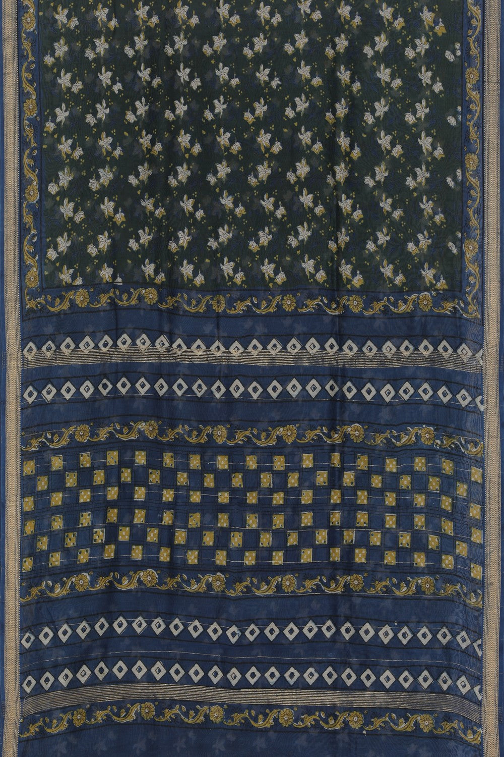 Collection of Bagru Chanderi saree in a gallery layout