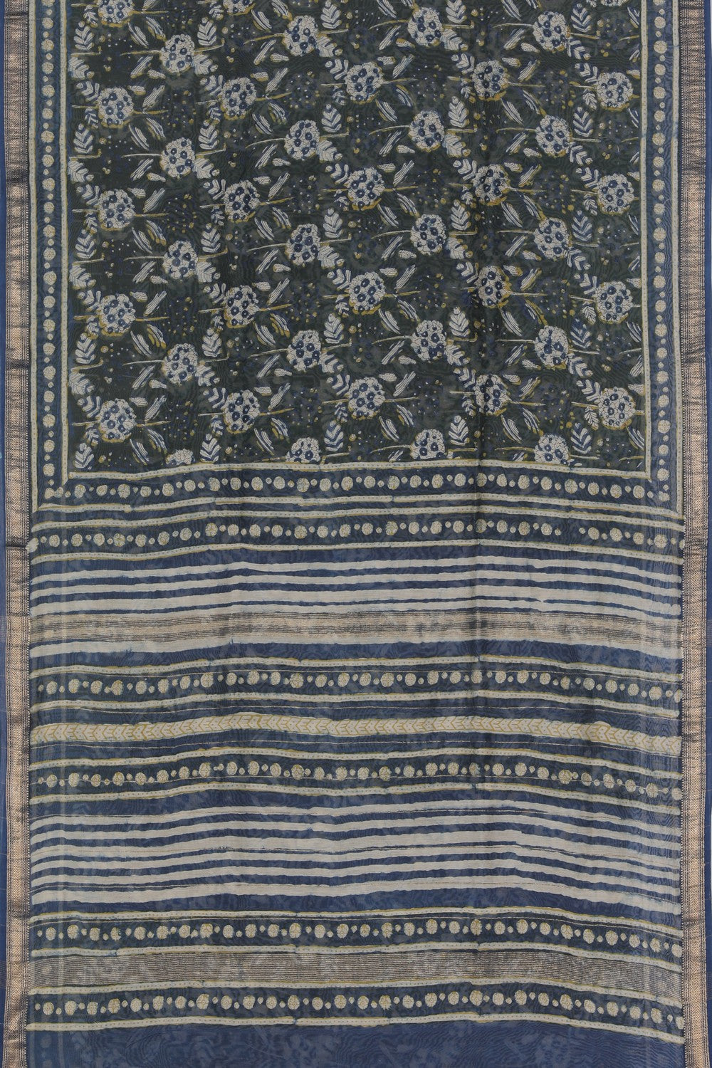 Collection of Bagru Chanderi saree in a gallery layout