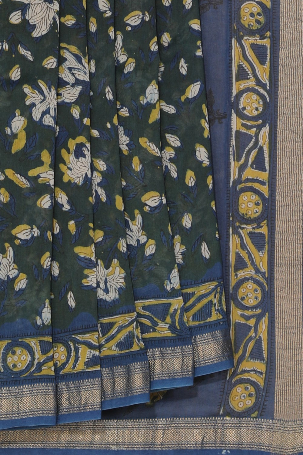 Image of Floral Print Bagru Chanderi saree