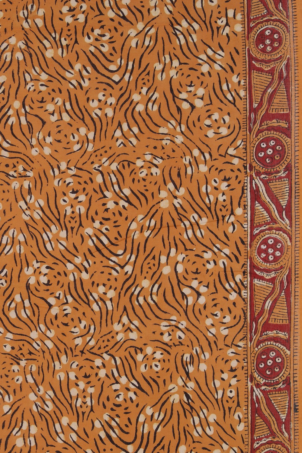 Image of Red Hand Block Printed Cotton Bagru Saree