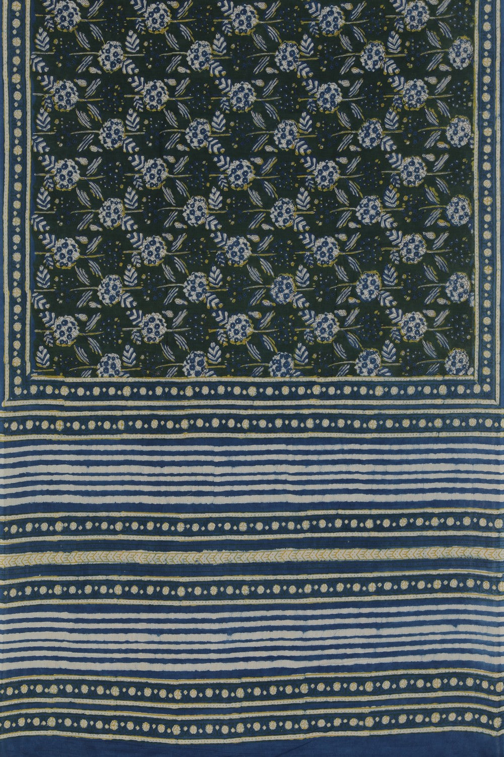 Indigo Bagru Cotton saree