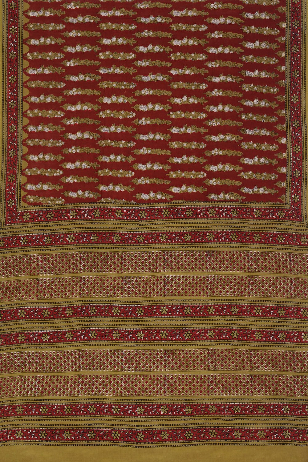 Image of Red Bagru Cotton saree
