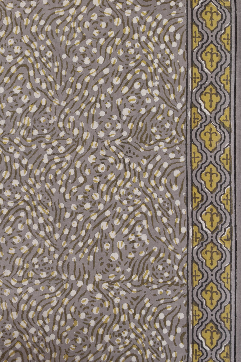 Image of Olive Green Hand Block Printed Bagru Cotton Saree