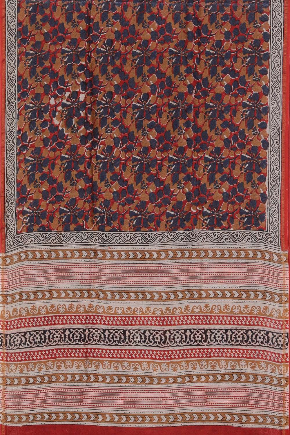 Collection of Bagru Chanderi saree in a gallery layout