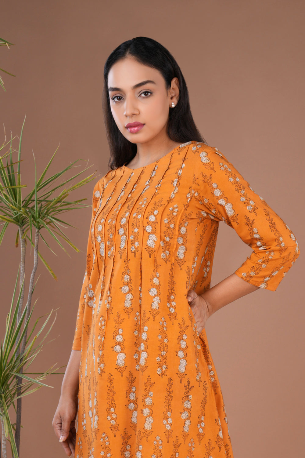 Image of Tangy Mustard Bagru Kurta