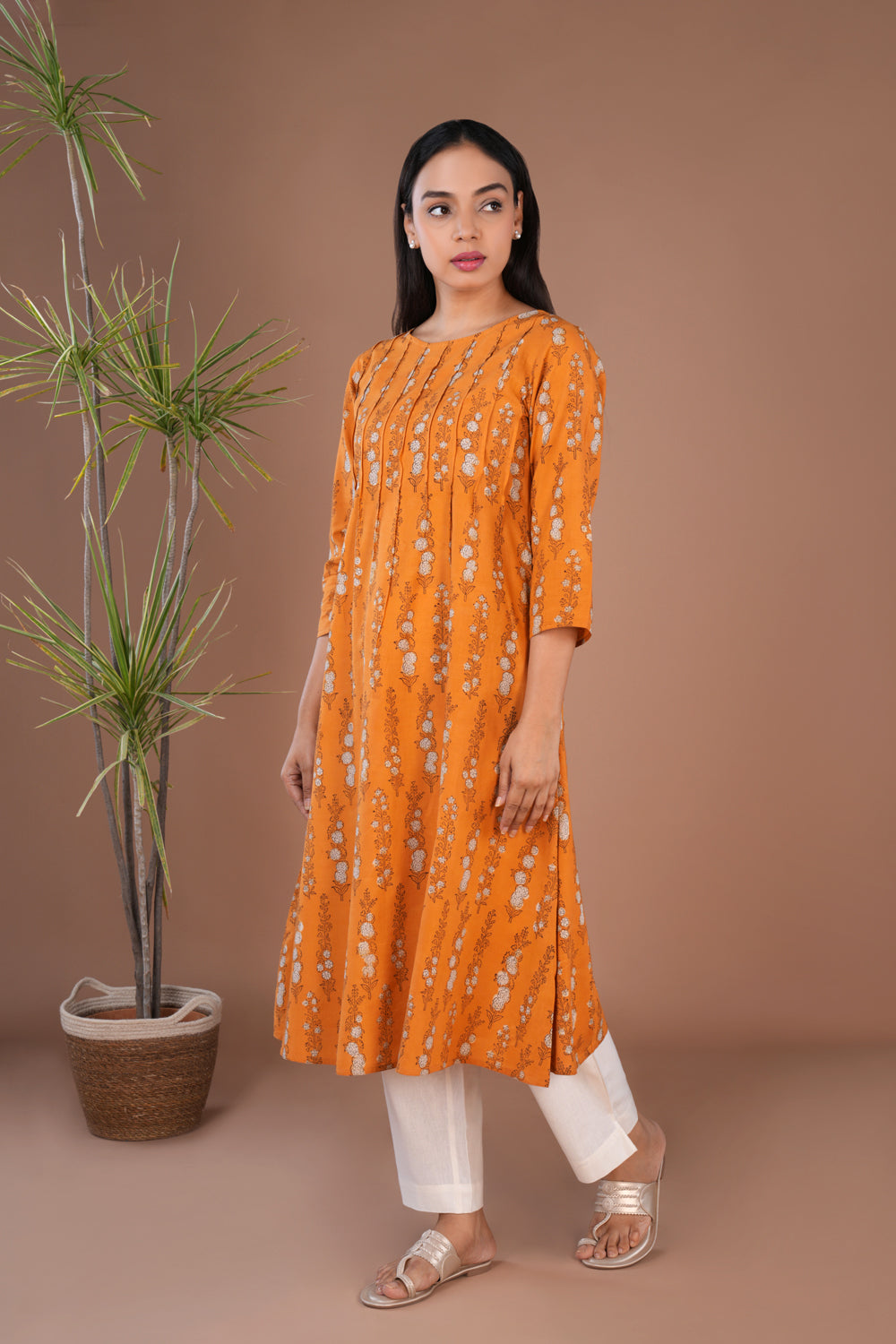 Image of Tangy Mustard Bagru Kurta