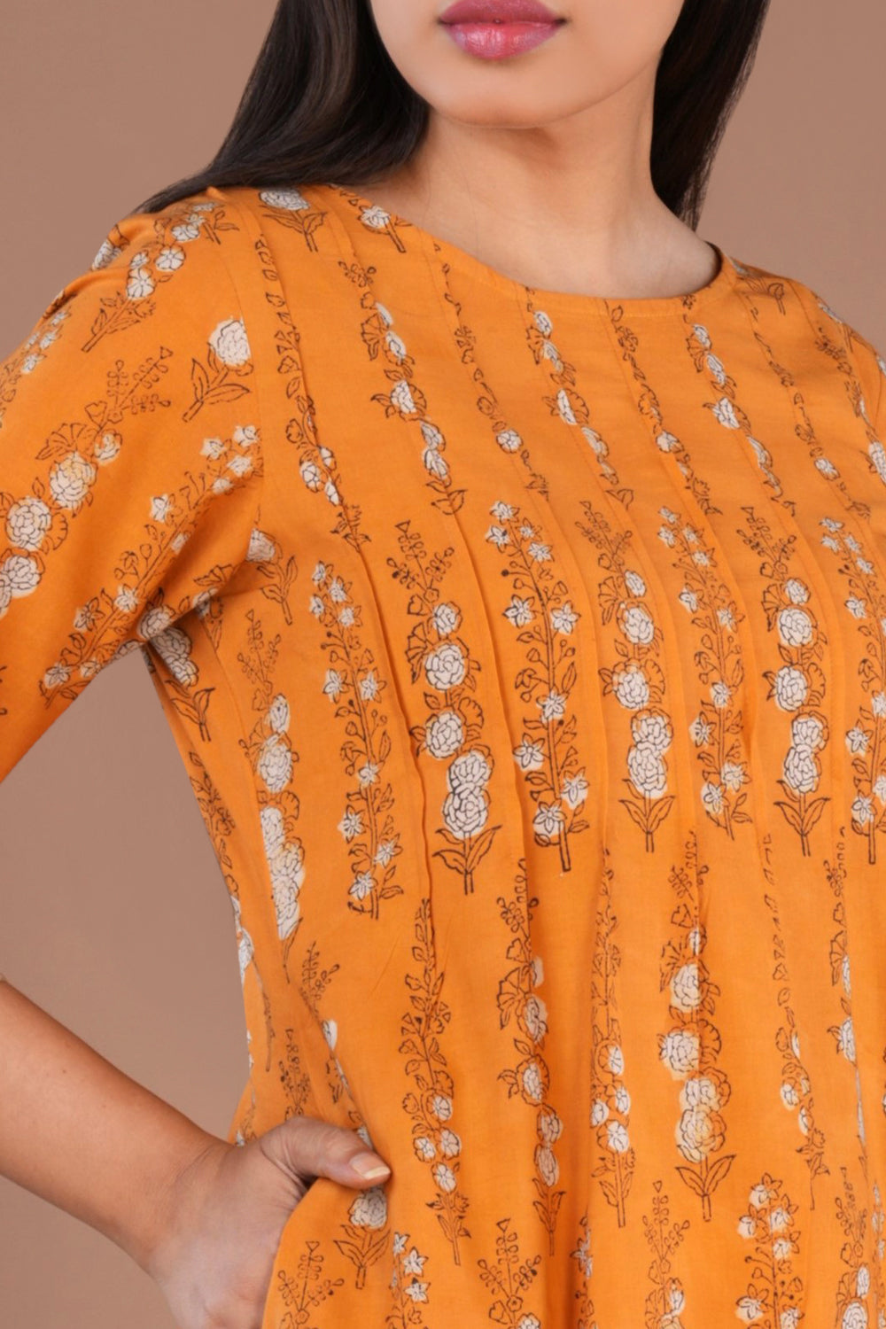 Image of Tangy Mustard Bagru Kurta