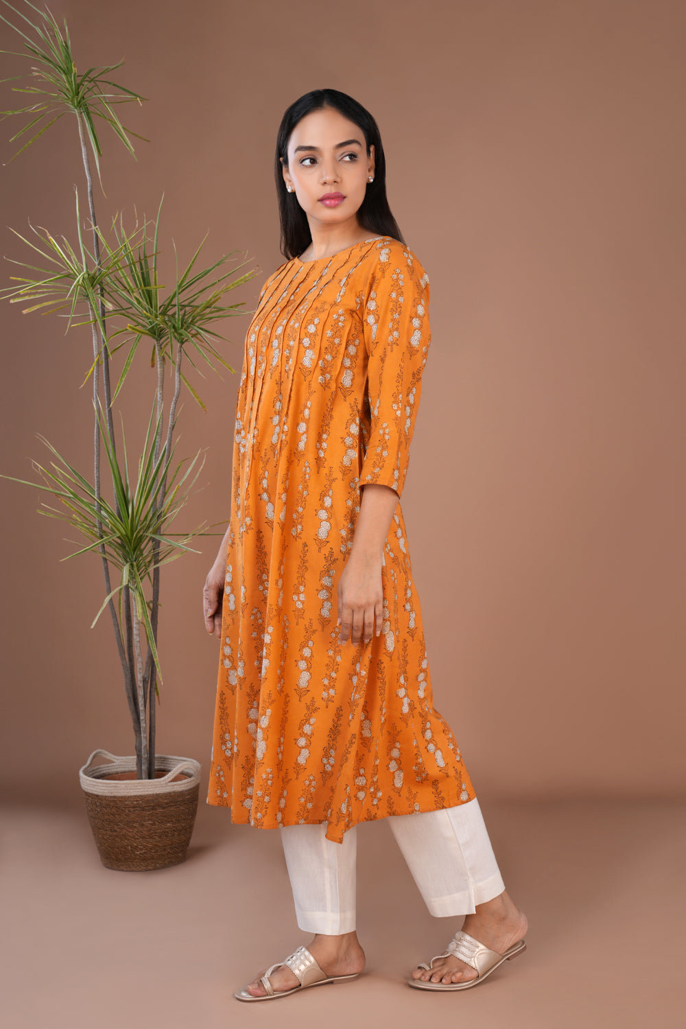 Image of Tangy Mustard Bagru Kurta