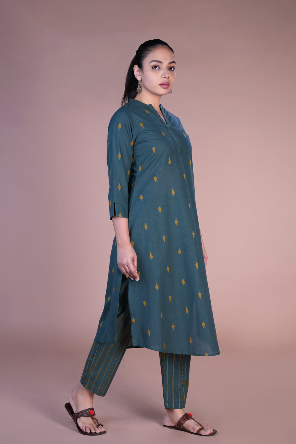 Dark teal kurti and pants set