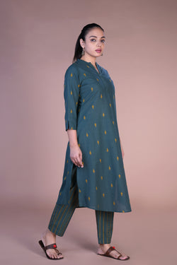 Image of Dark teal kurti and pants set