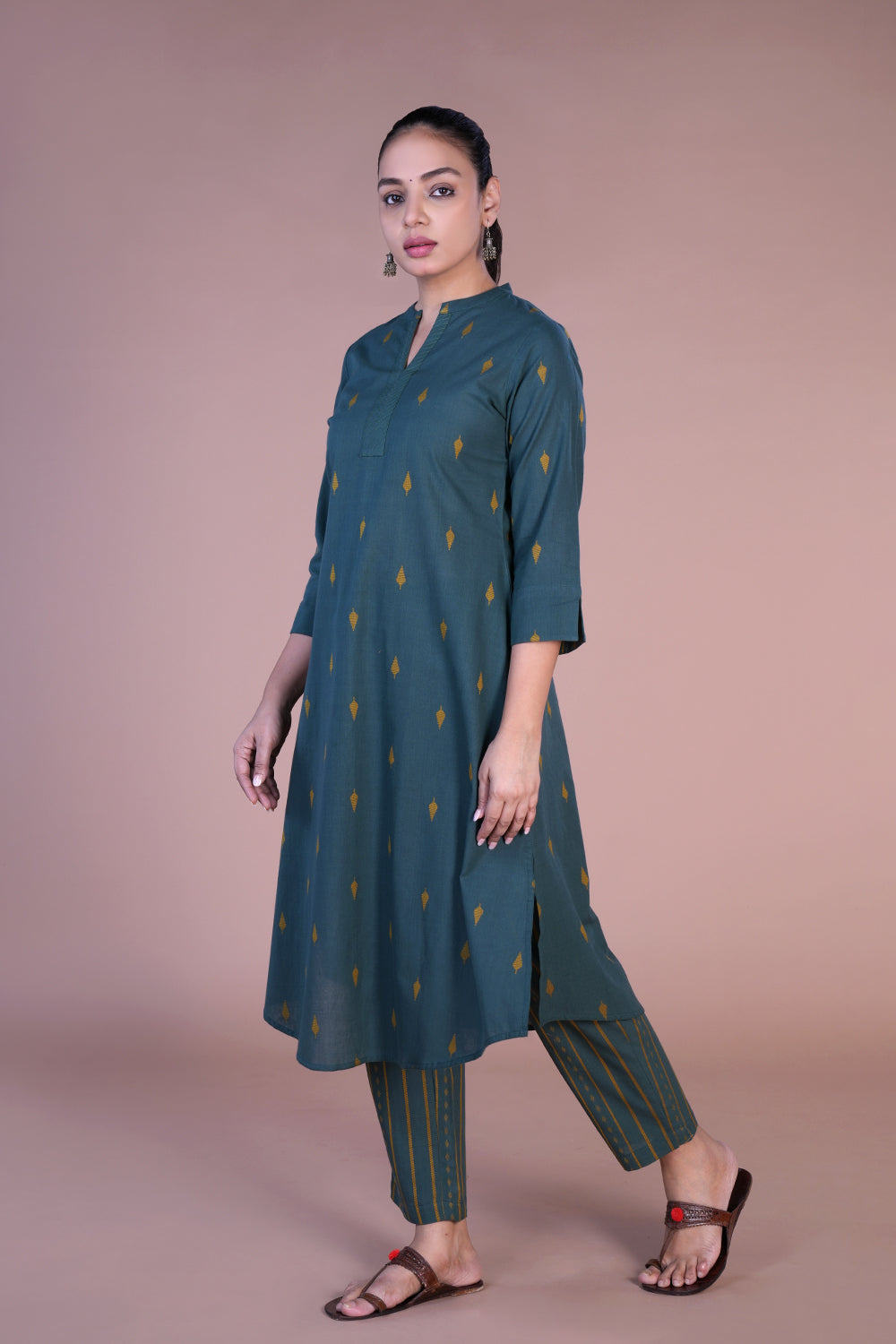 Dark teal kurti and pants set