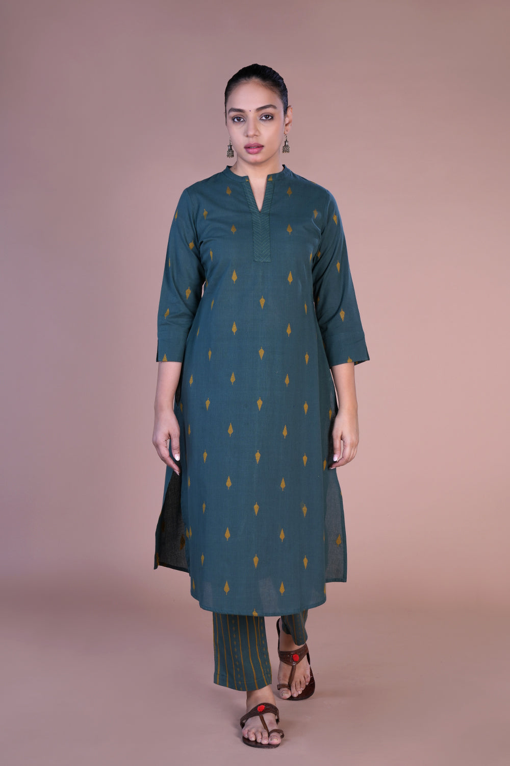 Dark teal kurti and pants set