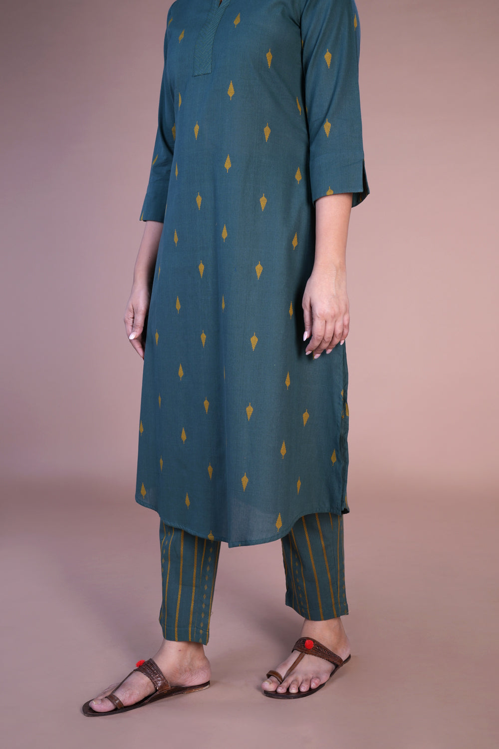 Dark teal kurti and pants set