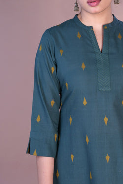 Image of Dark teal kurti and pants set