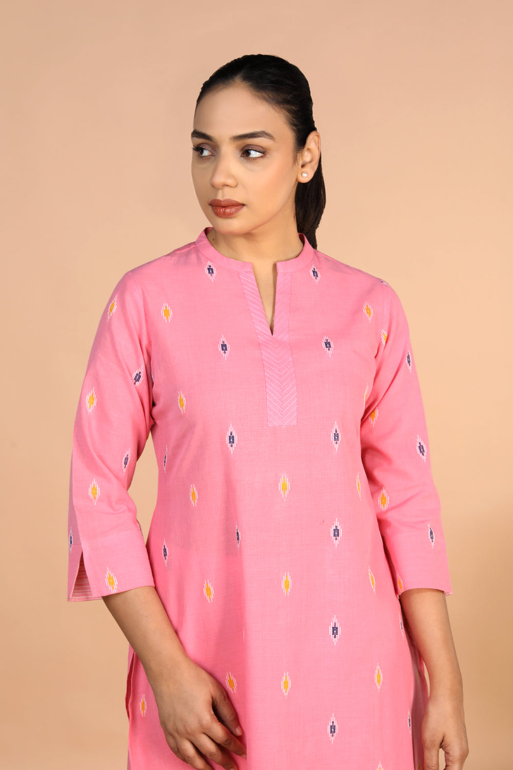 Soft Pink Cotton Kurti and pants set