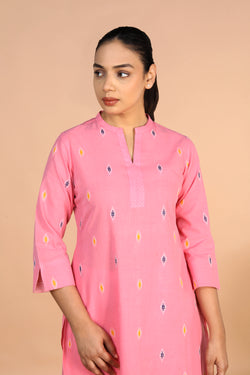 Image of Soft Pink Cotton Kurti and pants set