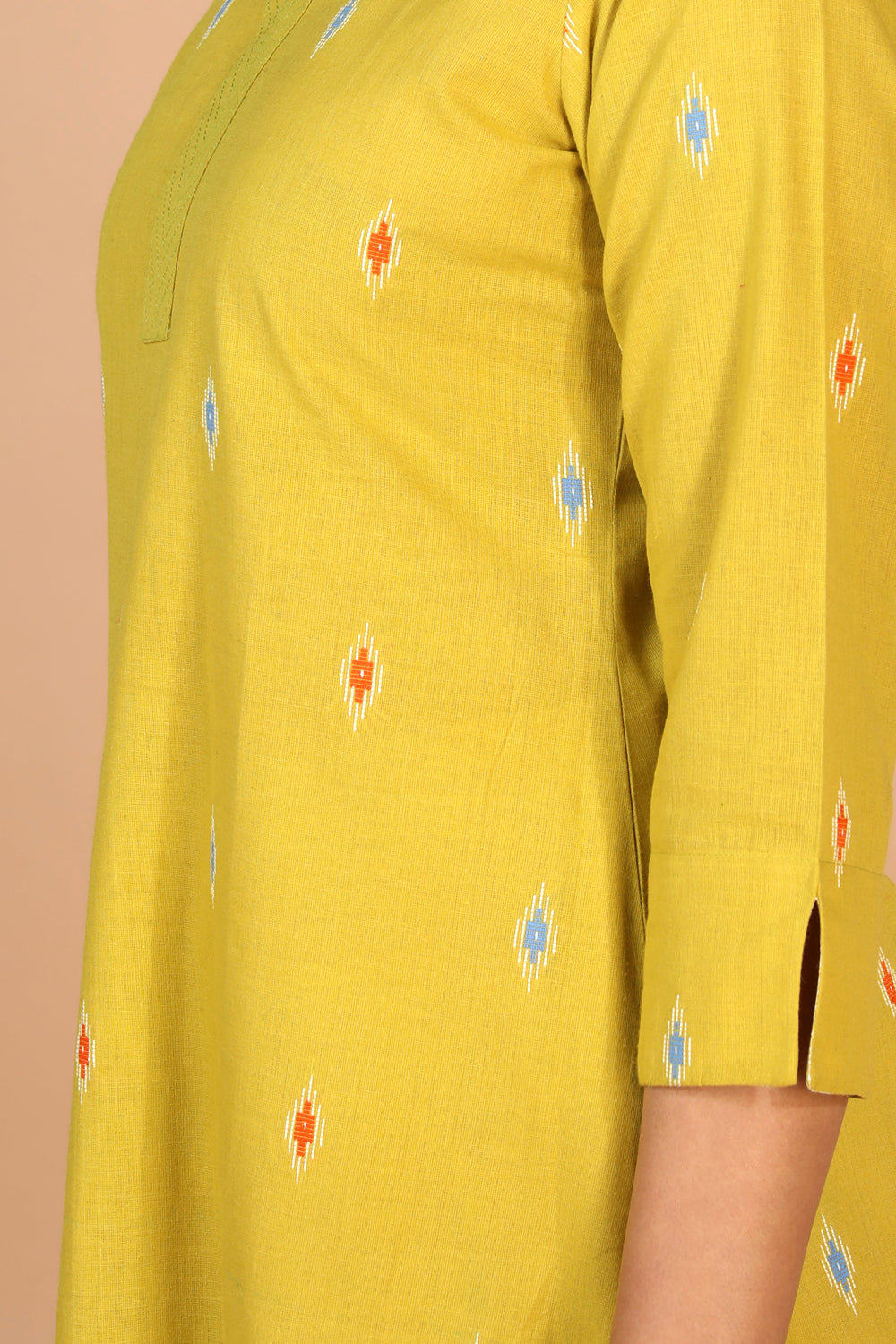 Lime Green Cotton Kurti and pants set