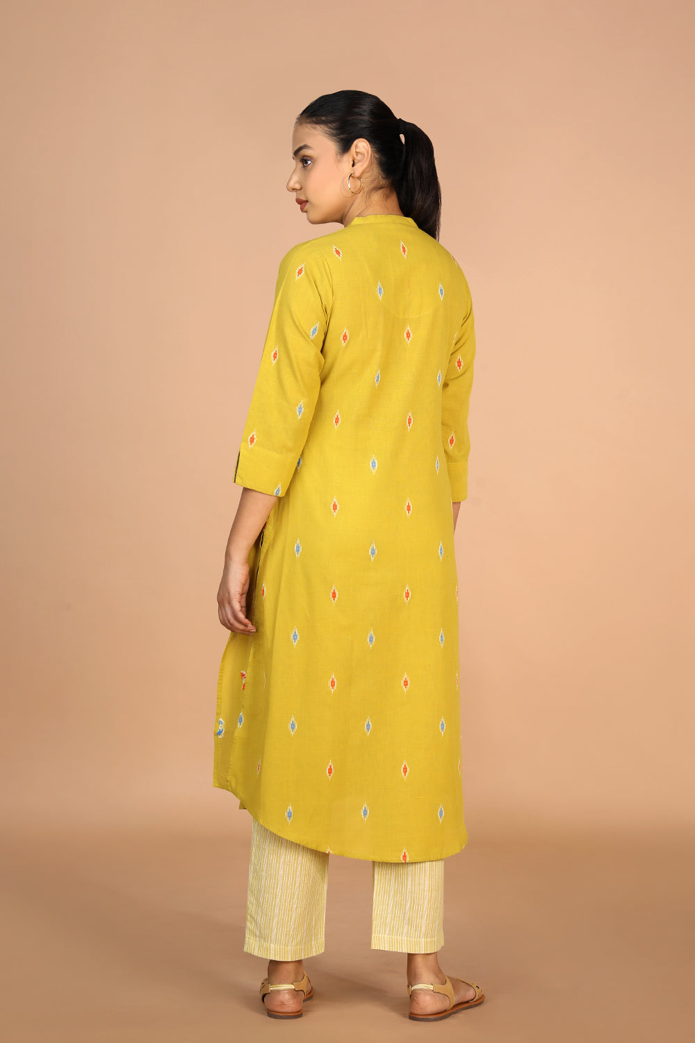 Lime Green Cotton Kurti and pants set