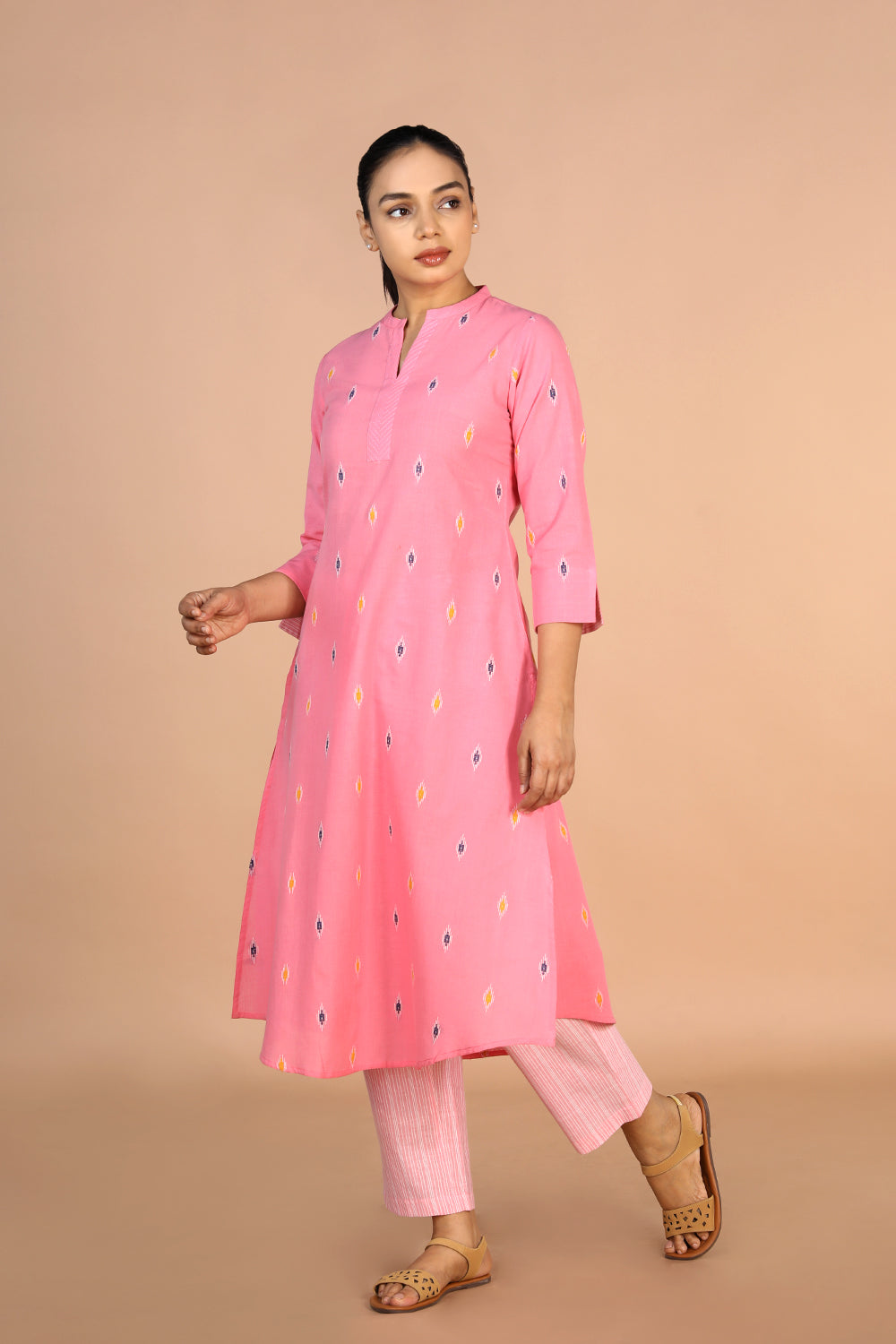 Soft Pink Cotton Kurti and pants set